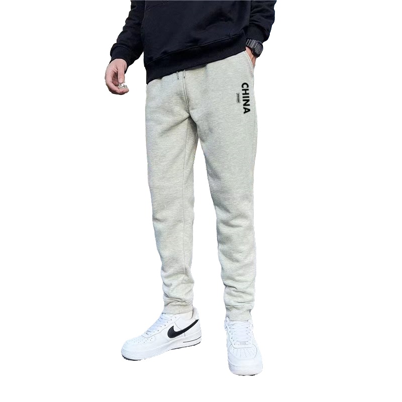 กางเกงเลกกิ้งผ้าฝ้ายแท้ M-5XL Laced-Up แน่นเอวอินเทรนด์กางเกงลําลองผู้ชายเกาหลีรุ่น Simple ป้ายเล็ก 