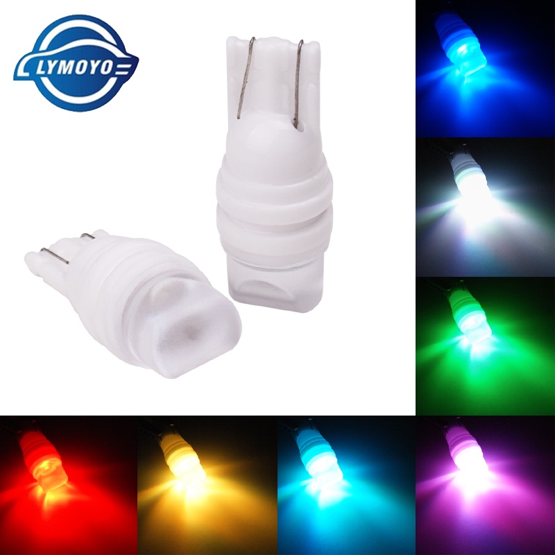 หลอดไฟเซรามิก T10 5W LED ส่องป้ายทะเบียน สีแดง สีเหลือง สีขาว สีฟ้า สีเขียว เหมาะสำหรับรถยนต์ และรถจักรยานยนต์ 1 หลอด