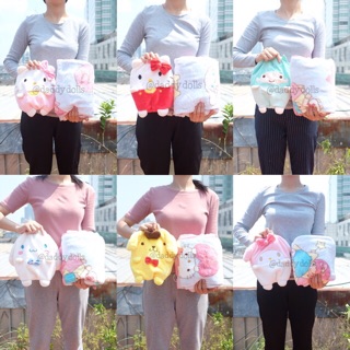 ผ้าห่ม Kitty คิตตี้ &amp; Kiki กิกิ &amp; Lala ลาล่า &amp; Cinnamonroll &amp; Pompompurin &amp; My Melody Sanrio ตัวกลม 8นิ้ว(100x150cm)