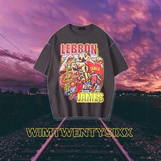 เสื้อยืดแขนสั้น พิมพ์ลาย Leborn JAMES VINTAGE สีเทาเข้ม