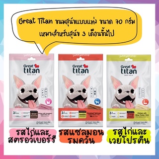 Great Titan ขนมสุนัขแบบแท่ง เหมาะสำหรับสุนัข 3 เดือนขึ้นไป ขนาด 70 กรัม