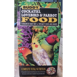 บัดดี้ อาหารสําหรับนกค็อกคาเทล นกเลิฟเบิร์ด และนกแก้ว 1.5lb (680 กรัม) (BUDDY COCKATIEL LOVEBIRD &amp; PARROT FOOD 1.5lb)