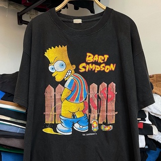 [S-5XL] เสื้อยืดแขนสั้น พิมพ์ลายอนิเมะ The Simpsons co-branded American street ทรงหลวม สําหรับผู้ชาย และผู้หญิง