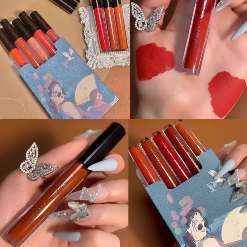 (ของขวัญปีใหม่)ลิปสติก (กล่องนึงได้ 4 แท่ง)สีสวย ติดทน ลิปสติกแท้แบรนด์ 5 สี