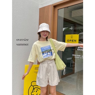 เสื้อยืดผ้าฝ้ายพิมพ์ลายขายดี(oversize.summer) เสื้อยืดโอเวอร์ไซส์ Natural tee #2 (พร้อมส่ง)