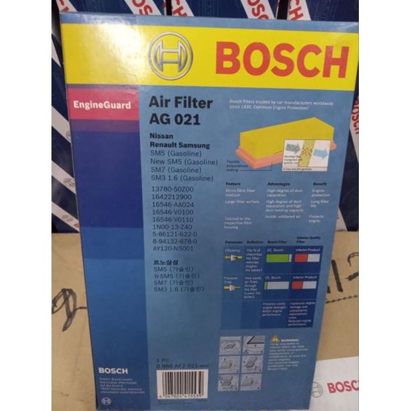 ไส้กรองอากาศ Bosch AF2021 (AG 021) SENTRA/CEFIRO/SERENA/TEANA/VENETTE/X-TRAIL