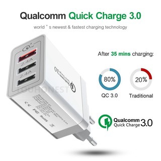 30W QC3.0 Fast USB Phone Charger อุปกรณ์ชาร์จ 3 USB สำหรับ For iPhone Android