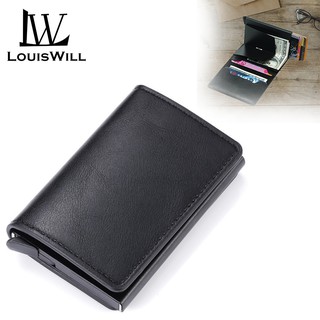 LouisWill Card Holder Men Wallet Money Bag Male Vintage Black Short Purse PU Leather Fashion Wallets Slim Thin Wallets