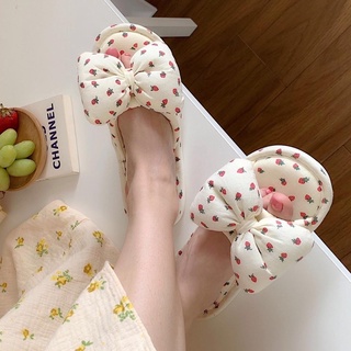 WP21 - Strawberry Canvas Slipper - รองเท้าใส่ในบ้าน รองเท้าสลิปเปอร์