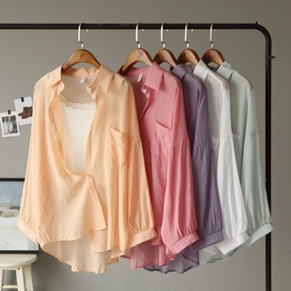 เชิ้ต5สี 💛 เสื้อเชิ้ตเกาหลีกระดุมหน้าทรงoversize งานผ้าอย่างดี