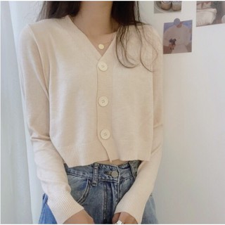 basic cardigan -สีเบจ