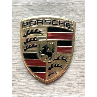 โลโก้PORSCHEสีทอง ขนาด6.8x5.4cm.