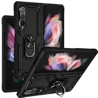 เคสโทรศัพท์มือถือ PC แข็ง กันกระแทก พร้อมแหวนนิ้ว หลากสี สําหรับ Samsung Galaxy Z Fold3 5G Galaxy Z Fold 3 5G