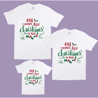 เสื้อยืดFAMILY SET T-SHIRT FOR CHRISTMAS 2023 MERRY CHRISTMAS COTTON TRENDY WHITE