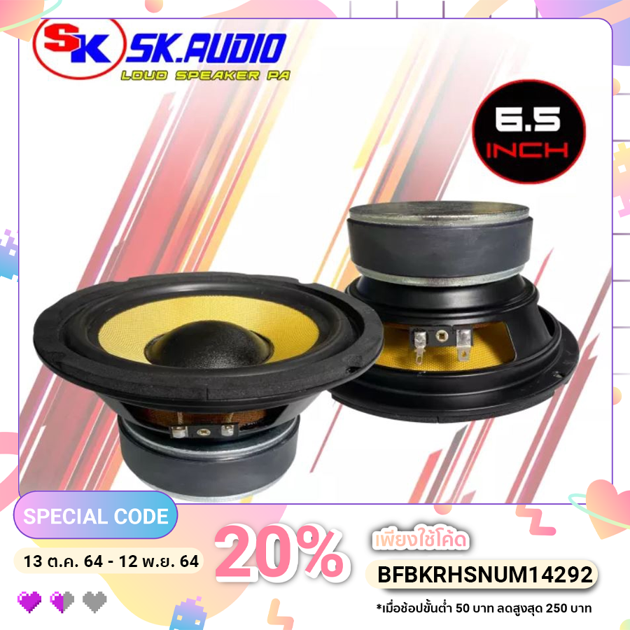 SK Audio ลำโพง 6.5 นิ้ว 200 วัตต์ EL-635100Y สีดำ จำนวน 1 คู่