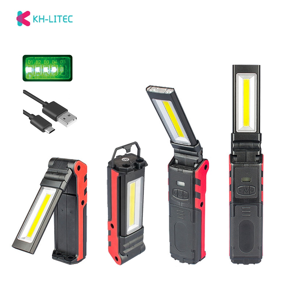 ไฟฉาย LED COB หรี่แสงได้ ชาร์จ USB พร้อมฐานแม่เหล็ก และตะขอพาวเวอร์แบงค์ สําหรับกลางแจ้ง