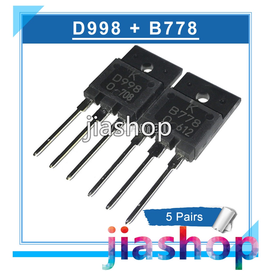 5 คู่ (5 ชิ้น B778 + 5 ชิ้น D998 ) TO-3PF 2SB778 + 2SD998 KB778 KD998 KTB778 KTD998 TO3PF 10A/120V/8