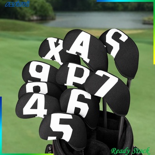 [Ready Stock] 10Pcs Golf Iron Headcover Waterproof Head Cover Golfer Protection 4-9,A~X White