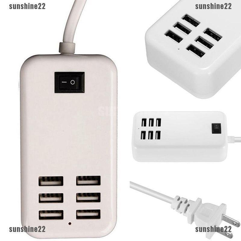 S2❉อะแดปเตอร์ชาร์จ USB 6 พอร์ต 4-6 พอร์ต ชาร์จเร็ว AC สําหรับเดินทาง