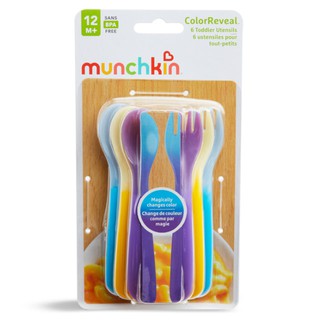 Munchkin : MNK17466* ช้อนตักอาหาร ColorReveal Color Changing Toddler Utensils 6pk.