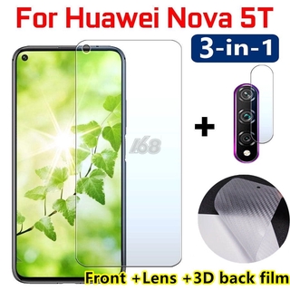 Tempered Glas 3in1 Nova 5 T protective glass on for Huawei Nova5T Screen Protector 5T T5 With Camera Lens film Tempered Glas HD sheet Len