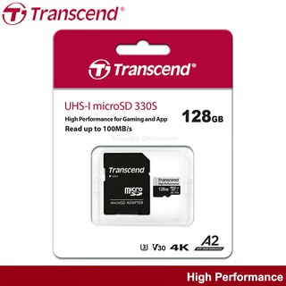 Transcend High Performance MicroSD Card 128GB (R 100MB/s / W 85MB/s) เมมโมรี่ สำหรับ โทรศัพท์ เครื่องเล่นเกมส์ Nintendo