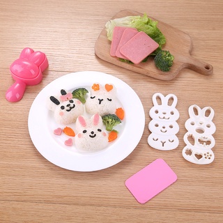 Diy แม่พิมพ์ข้าวปั้นการ์ตูนกระต่ายกระต่ายสีชมพูญี่ปุ่น Bento Nori