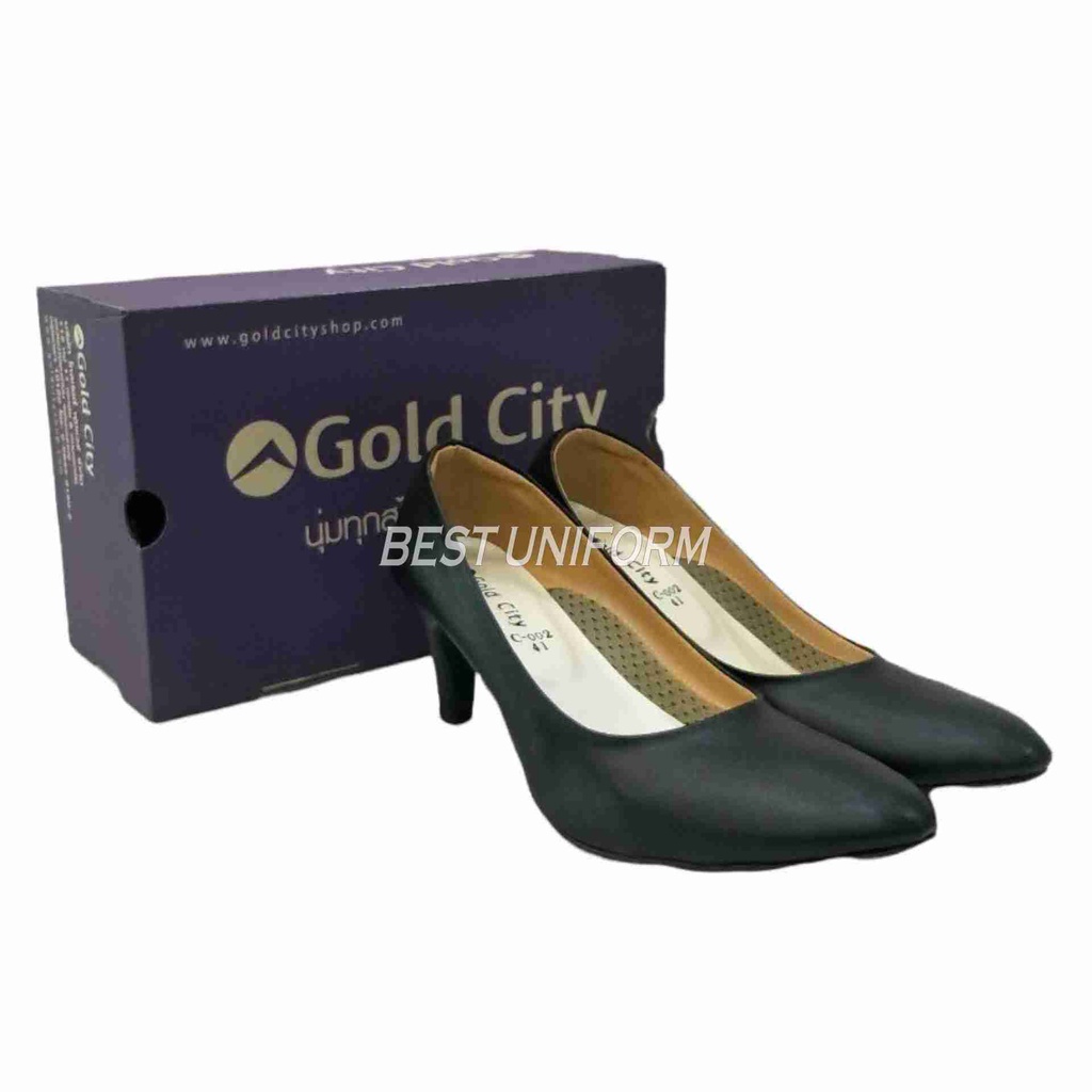 GOLDCITY รองเท้าคัชชูผู้หญิง  รองเท้านักศึกษา รุ่น C002 สีดำ