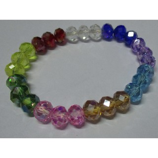 สร้อยข้อมืคริสตันนพเก้า9สีกว้าง6มมสีสดเจียเหลี่ยมความยาว22นิ้ว