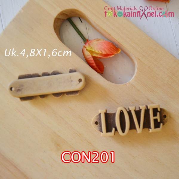 Con201 Connector "Love" Wood Pattern Uk 4.8x1.6cm 1 กล่อง มี 6