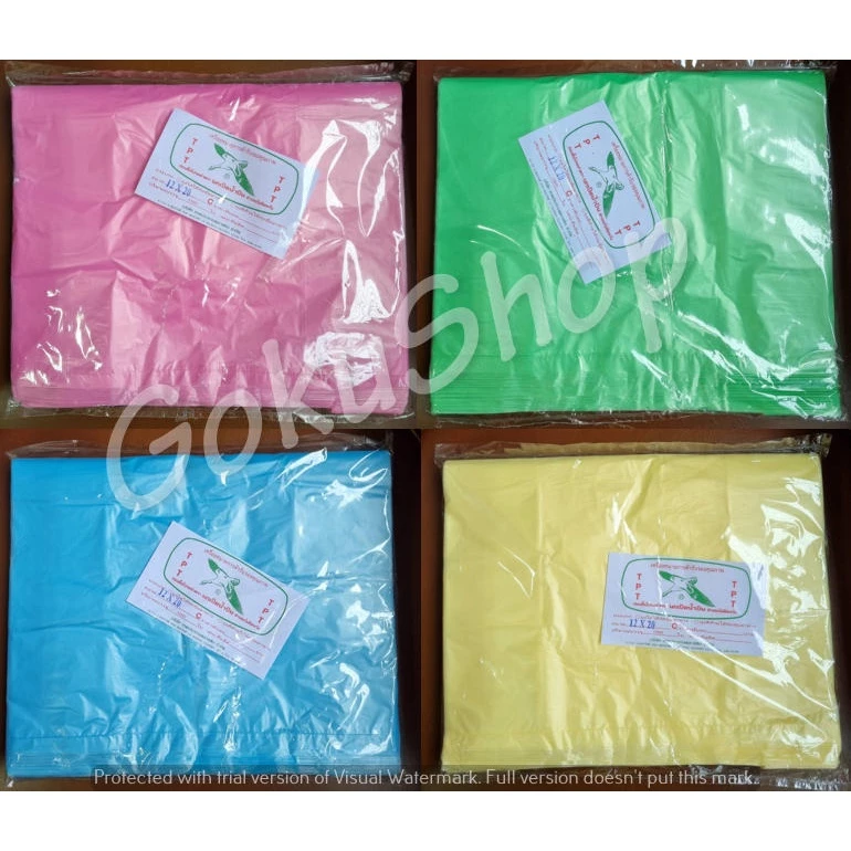 ถุงหูหิ้วสี พลาสติกคุณภาพดี แบบบาง เหนียว ไม่มีกลิ่น ขนาด 12*20 นิ้ว ( 100 ใบ)นน. 500 กรัม/แพค ตรานกเป็ดน้ำบิน(พร้อมส่ง)