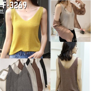 F-3269 เสื้อสายเดี่ยว แฟชั่นผู้หญิงเสื้อแขนกุด ผ้ายืดใส่สวยเซ็กซี่