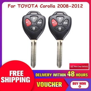 1ชิ้นเคสกุญแจรีโมทกรอบแบบไม่ตัด4ปุ่มสำหรับ TOYOTA Corolla 08-12