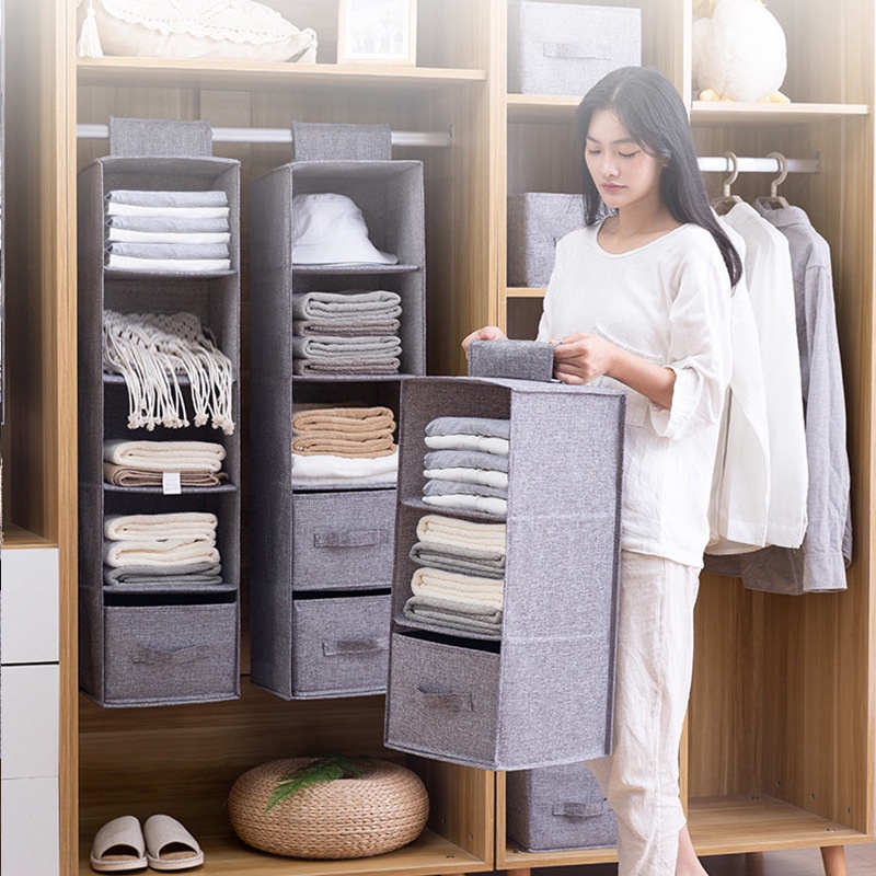 SUPO DEPOT - กล่องเก็บของ แขวน พับได้ ที่เก็บเสื้อผ้า จัดระเบียบตู้เสื้อผ้า มีลิ้นชัก 3/4/5 ชั้น BDD051