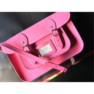 The Leather Satchel Co. หนังแท้จากอังกฤษ Size 12.5” สีชมพูพาสเทล Baby Pink