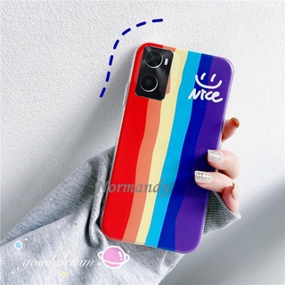 เคสโทรศัพท์ In Stock Handphone Case OPPO A76 A95 A94 A16K A16 4G Rainbow Color Stripe Casing TPU Softcase Shockproof Protective Case เคส