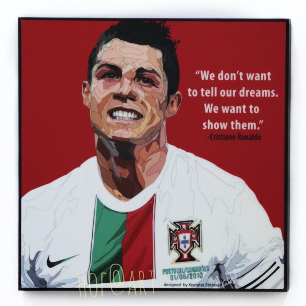 Cristiano Ronaldo #4 คริสเตียโน่ โรนัลโด้  ยูเวนตุส โปรตุเกส รูปภาพ​ติด​ผนัง​ pop art ฟุตบอล​ กรอบรู