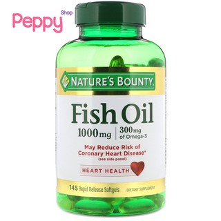 Natures Bounty Fish Oil 1000 mg 145 Rapid Release Softgels น้ำมันปลา 1000 มิลลิกรัม 145 เม็ด