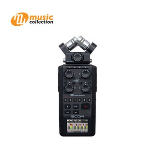 เครื่องบันทึกเสียง Zoom H6 All Black 6-Track Portable Recorder, Stereo Microphones, 4 XLR/TRS