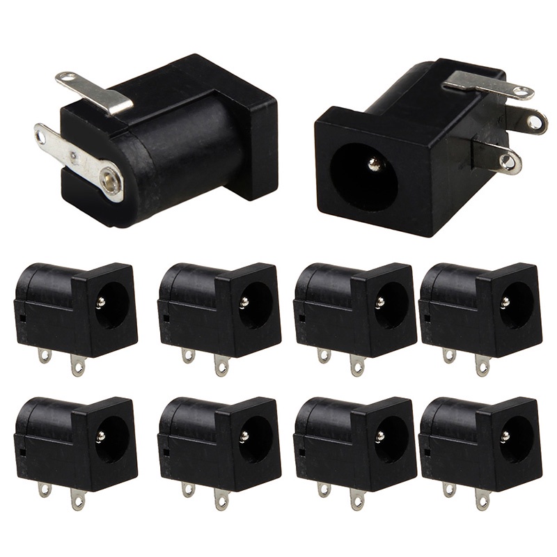 R* ปลั๊กแจ็คเชื่อมต่อพาวเวอร์ซัพพลาย DC ตัวเมีย สีดํา 10 ชิ้น