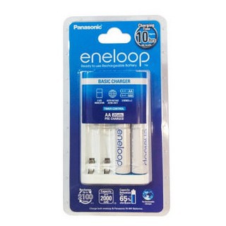 ชุดชาร์จ Eneloop + ถ่านชาร์จ AA 2 ก้อน (สีขาว)