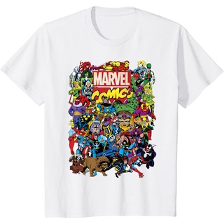 เสื้อยืดผ้าฝ้ายพรีเมี่ยม เสื้อยืด พิมพ์ลายกราฟิก Marvel Comics Heroes Group Shot