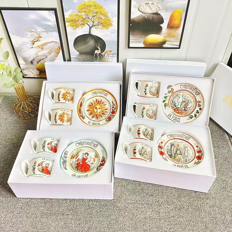 Dior new European style bone china fashion coffee cup and saucer set