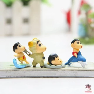 ชินจังเที่ยวทะเล [ เซต 8 ชิ้น ] ตุ๊กตาจิ๋ว โมเดลจิ๋ว แต่งสวน