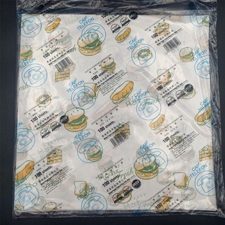 กระดาษห่อเบอร์เกอร์ลายน่ารัก 100ชิ้น Burger wrapping paper/Sandwich Wrapper ตราโทรศัทพ์