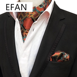 Efan ชุดเอสคอตผู้ชาย หรูหรา ชุดวินเทจ Paisley ดอกไม้ ผ้าแจ็คการ์ด ผ้าไหม เนคไท Cravat วินเทจ ผ้าเช็ดหน้า กระเป๋าสี่เหลี่ยม ชุด