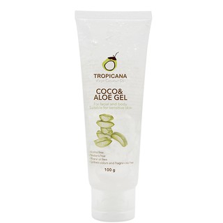 Tropicana Coco &amp; Aloe Gel เจลบำรุงผิวน้ำมันมะพร้าวและว่านหางจระเข้ สูตร non paraben 100กรัม ของแท้💯