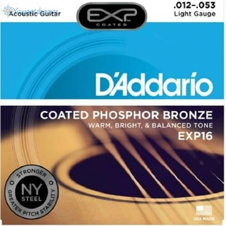 DAddario Exp16 สายกีตาร์อะคูสติกเคลือบแสง 12-53