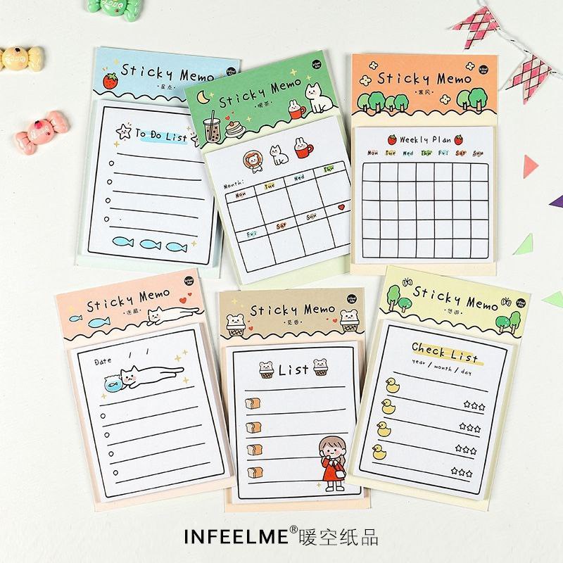 Kawaii Sticky Note Memo Weekly Plan To Do List Check List Date