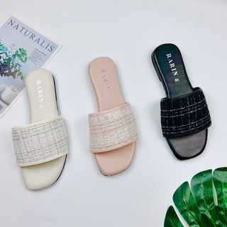 rarin ♡ Abigail ♡ 36 - 41 รองเท้าแตะผ้าทวิต เรียบหรู คุณหนูม…